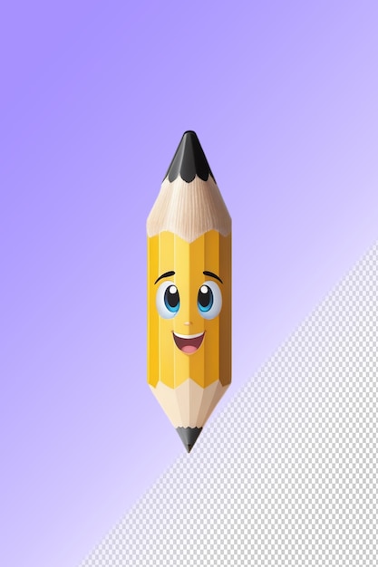 PSD a pencil with a face on it that has a smile on it