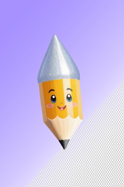 PSD a pencil with a face that has a face on it