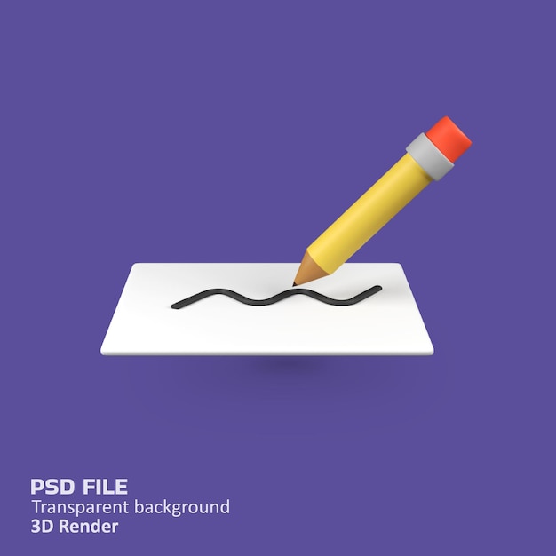 紙に筆で書かれた 3D レンダリングアイコンのイラスト