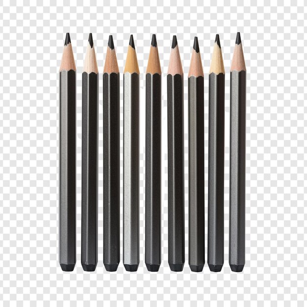 PSD pencils made of graphite in a metal case isolated on transparent background