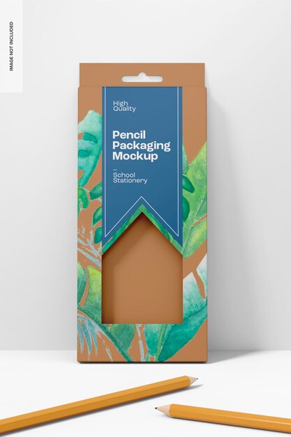 Pencils Packaging Mockup, Front View