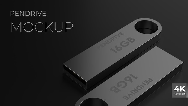 Mockup pendrive con sfondo scuro