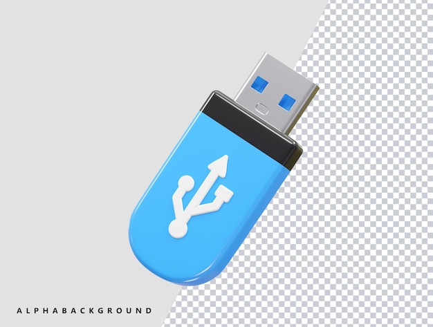 PSD pendrive usb icon 3d rendering illustration element