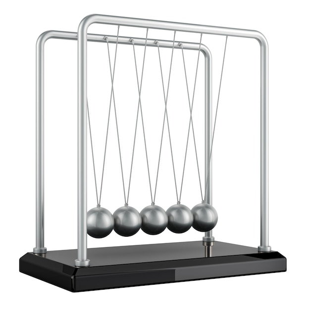 pendulum newtons cradle 3d rendering isolated on transparent background