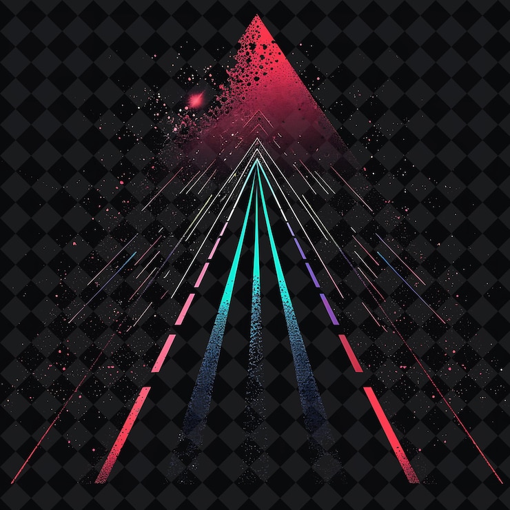 PSD penetrating neon cosmic rays inside a silhouette ray like po png y2k neon space designs