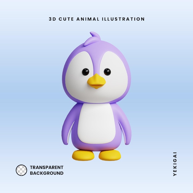 Penguin 3d cute animals illustrations