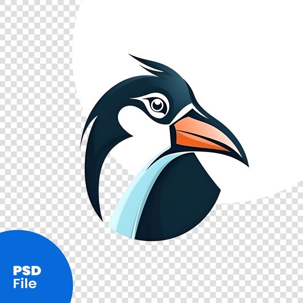 PSD 白い背景に隔離されたペンギンの頭のベクトルアイコン ベクトルイラスト psdテンプレート