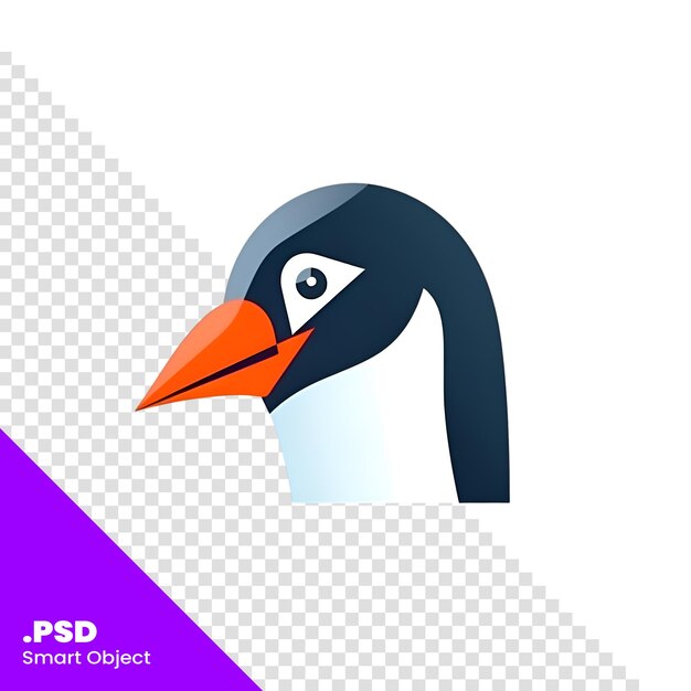 Penguin icon in flat color style animal vector illustration on white isolated background psd template