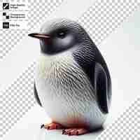 PSD a penguin that is on a white background with the words penguin on it