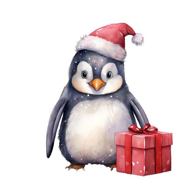 PSD a penguin wearing a santa hat