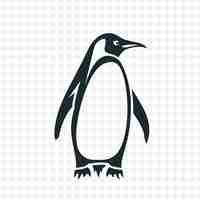 PSD a penguin on a white background with a black outline of a penguin on a white background