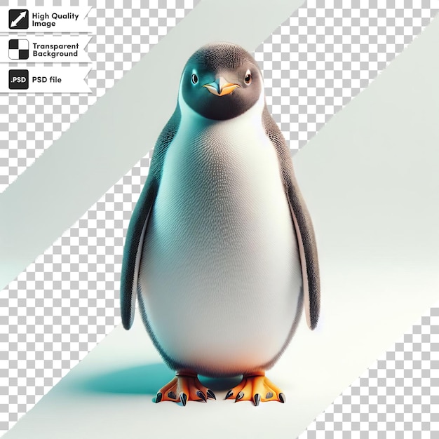 PSD a penguin with a black beak stands on a flame