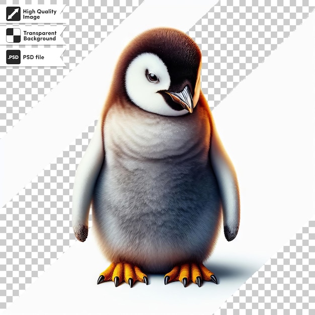 PSD a penguin with a black beak and yellow feet