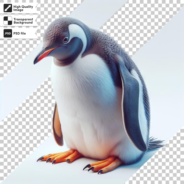 PSD a penguin with a black and white background that says penguin