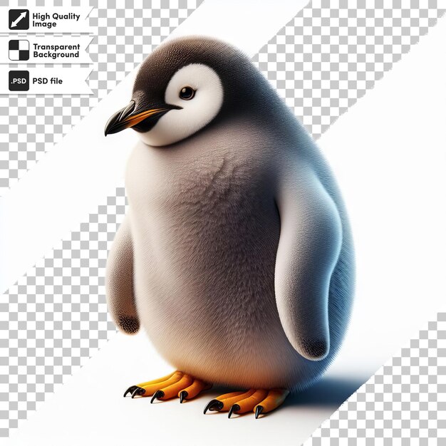 PSD a penguin with a blue beak stands on a white background