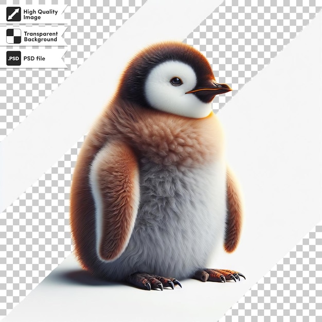 PSD a penguin with a label that says  the word  on it