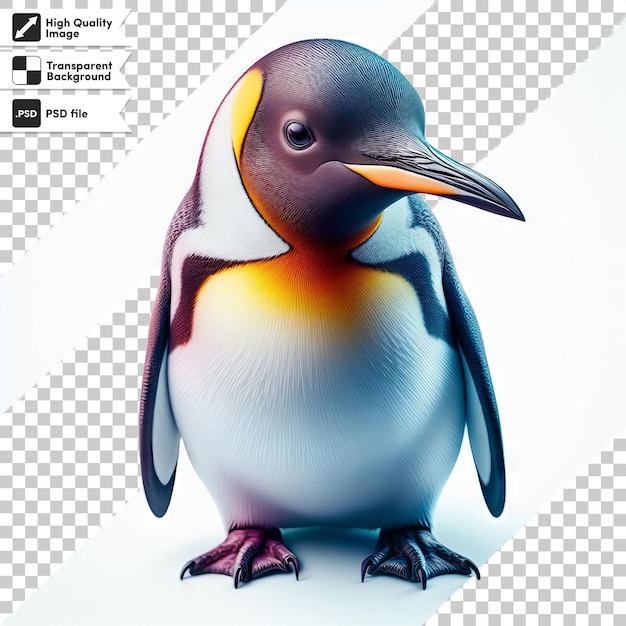 A penguin with a yellow beak and a black and white background