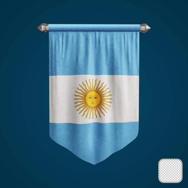 Pennant Argentina Flag 3D illustration