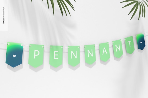 PSD pennant banner mockup, hanging