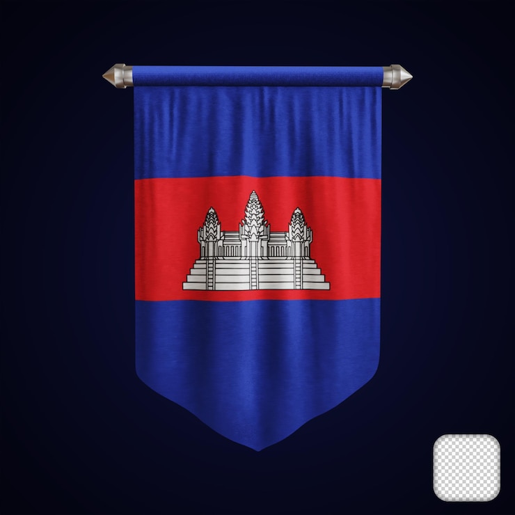 PSD pennant cambodia flag 3d illustration