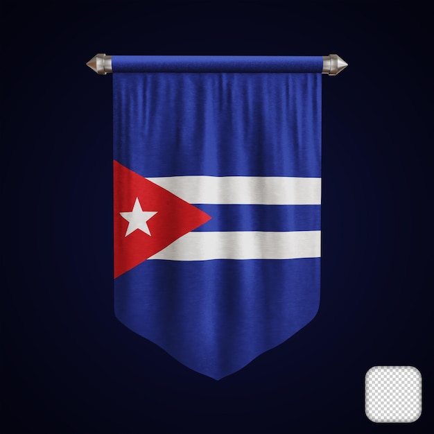PSD pennant cuba flag 3d illustration