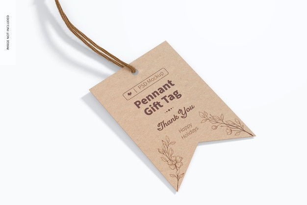 Pennant Gift Tag Mockup, Top View