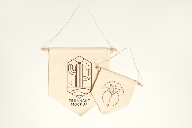 PSD pennant mockup with embroidery