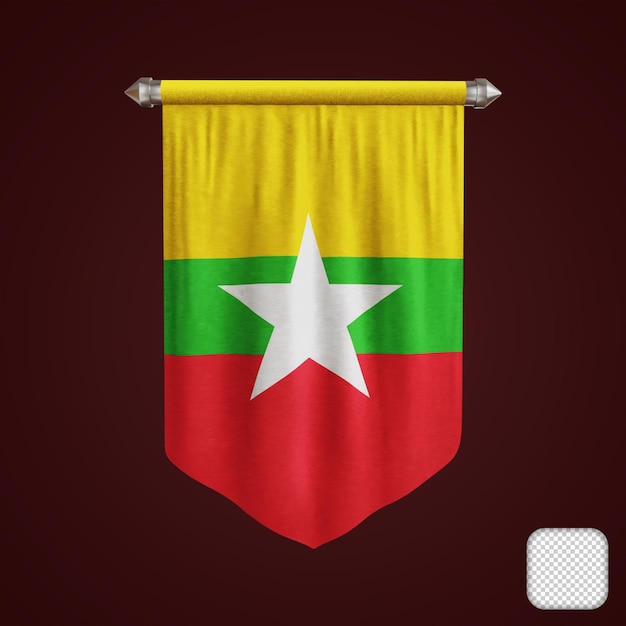 Pennant Myanmar Flag 3D illustration