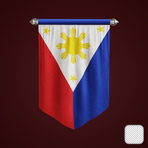 PSD pennant philippine flag 3d illustration
