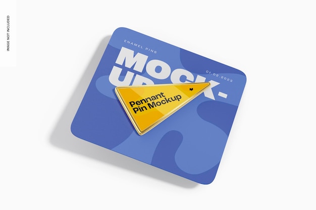 Pennant Shaped Enamel Pin Mockup, Top View