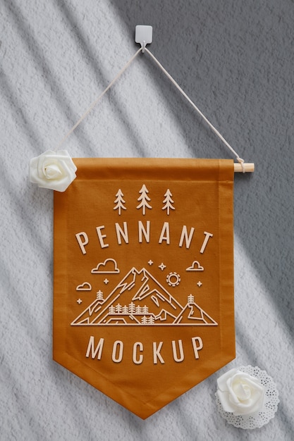 PSD pennant with embroidery mockup