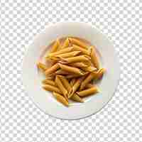 PSD penne pasta in plate isolated on transparent background