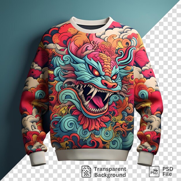 PSD pensive pullover sweatshirt with dragon on the back