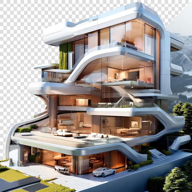 PSD penthouse house isolated on transparent background