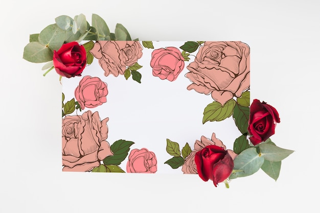 Peony flower placard mockup