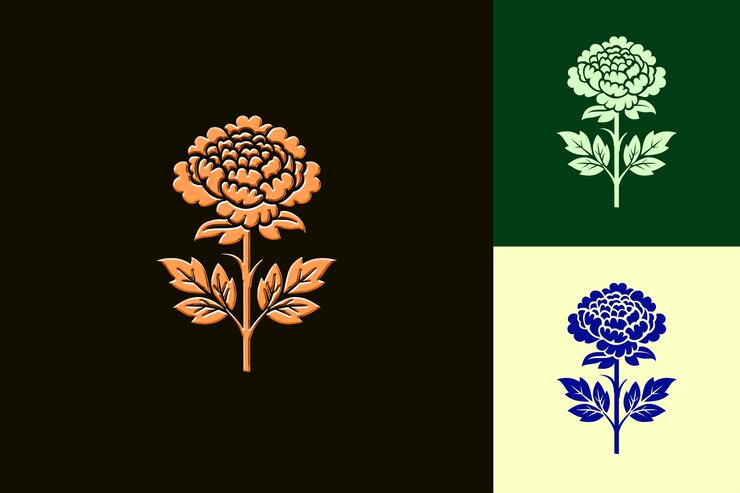 PSD peony icon flower symbol with a ruffled border flower with a inspired nature unique vector designs