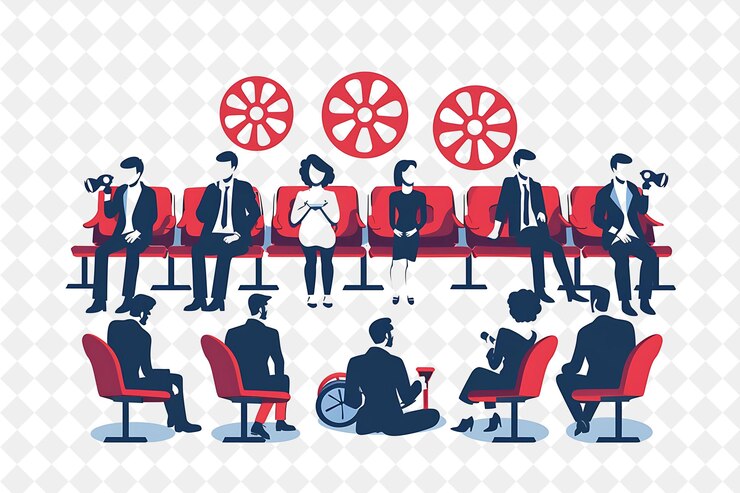 PSD people attending a film screening at the cannes film festiva flat illustration festival of the world