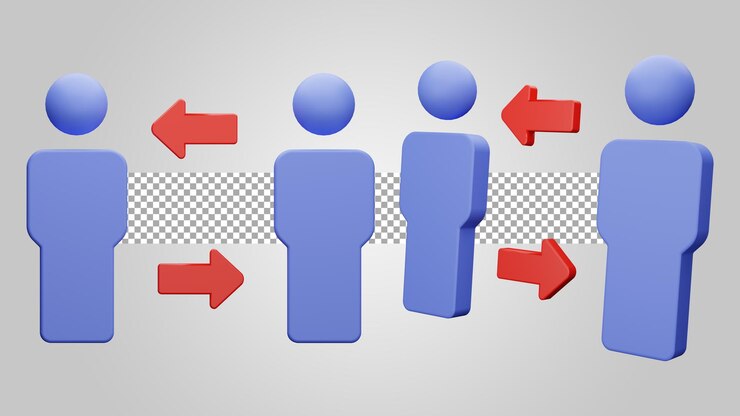 PSD people collaboration interaction on transparent background 3d render