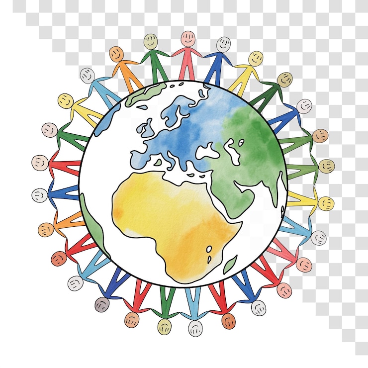 PSD people holding hands around the world a symbol of unity and peace