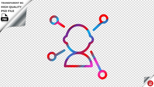 PSD people men network ideas brainstorm vector icon red blue purple ribbon psd transparent