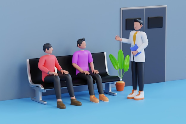 People sitting on chair and waiting appointment time in medical hospital queue at the clinic