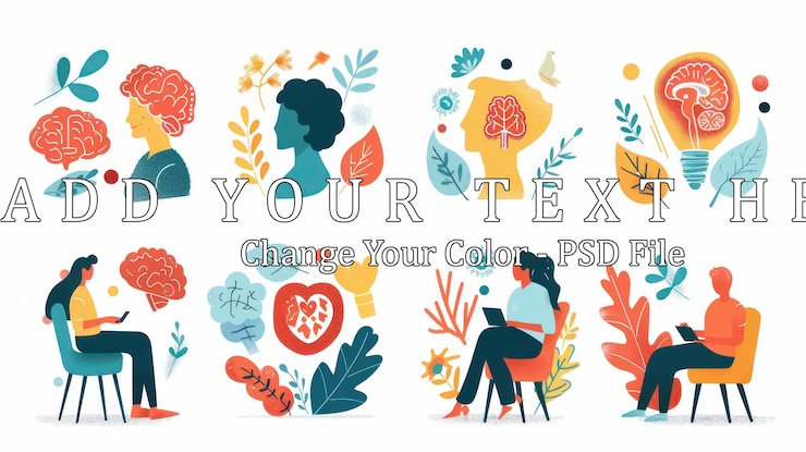 PSD people with brain ideas illustration