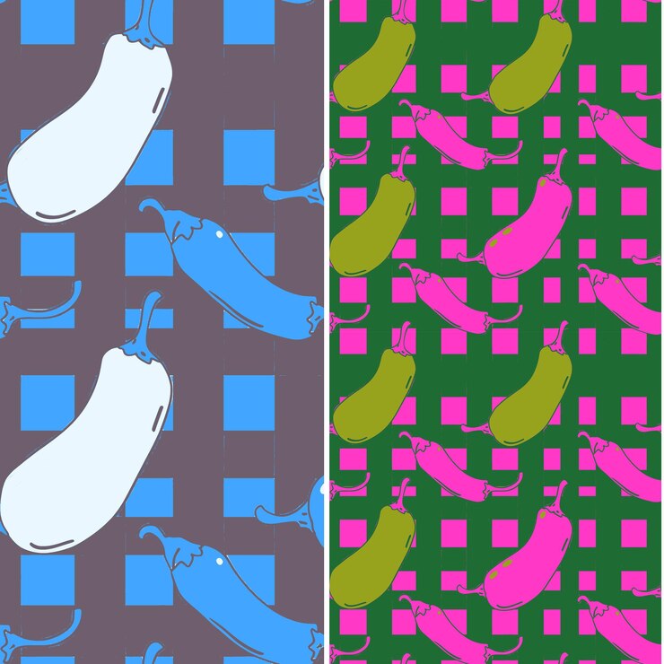 PSD pepino with yellow or purple skin and refreshing design with unique tropical fruit pattern vector