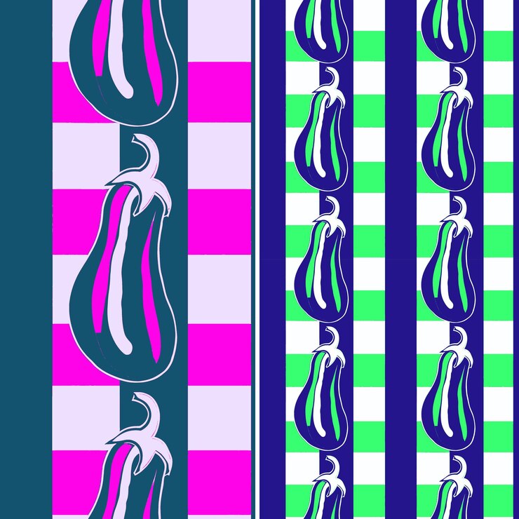 PSD pepino with yellow or purple skin and refreshing design with unique tropical fruit pattern vector