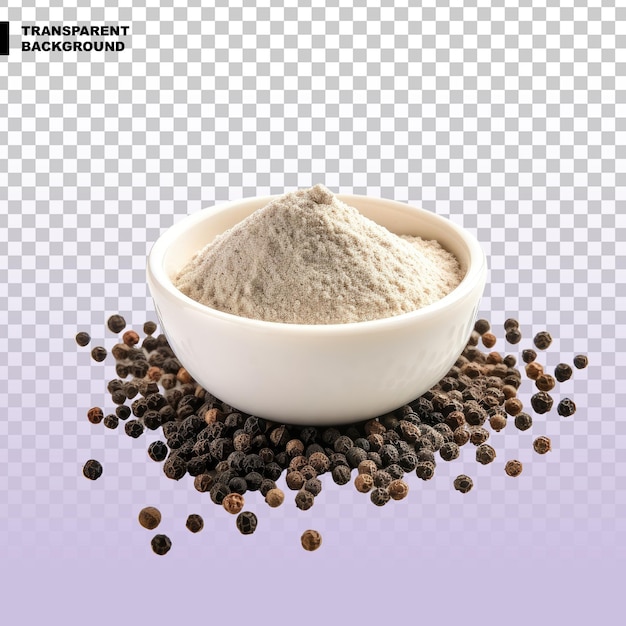 PSD peppercorns powder on transparent background