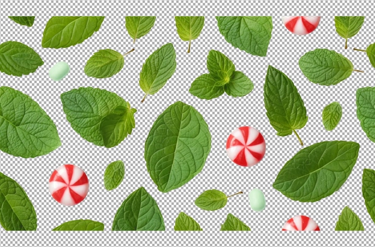 PSD peppermint gum with mint leaves cool sensation