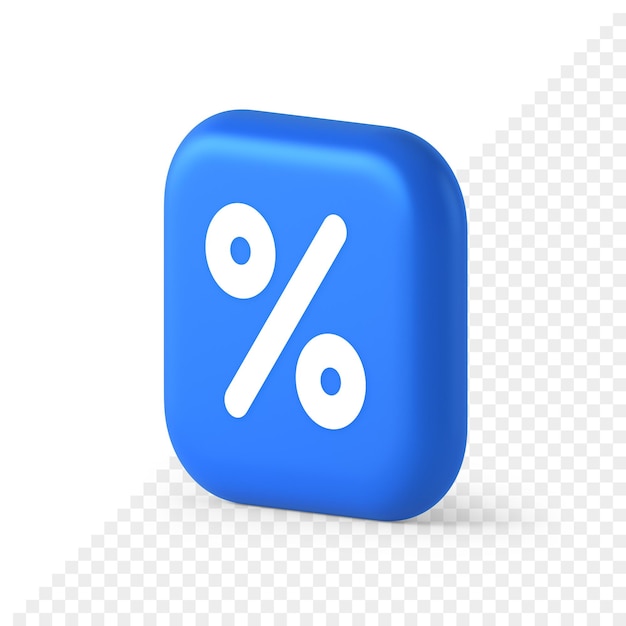 Percent button mathematical counting financial business investment 3d realistic isometric icon