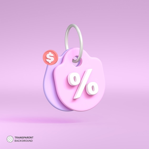 PSD percent discount coupon tag icon isolated 3d render illustration