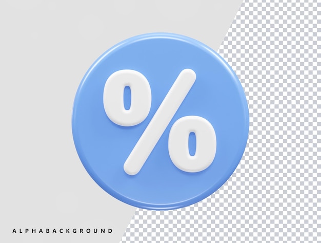 PSD percent icon 3d render illustration vector