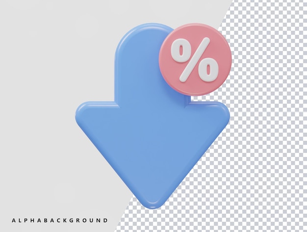 Percent icon business 3d render illustration